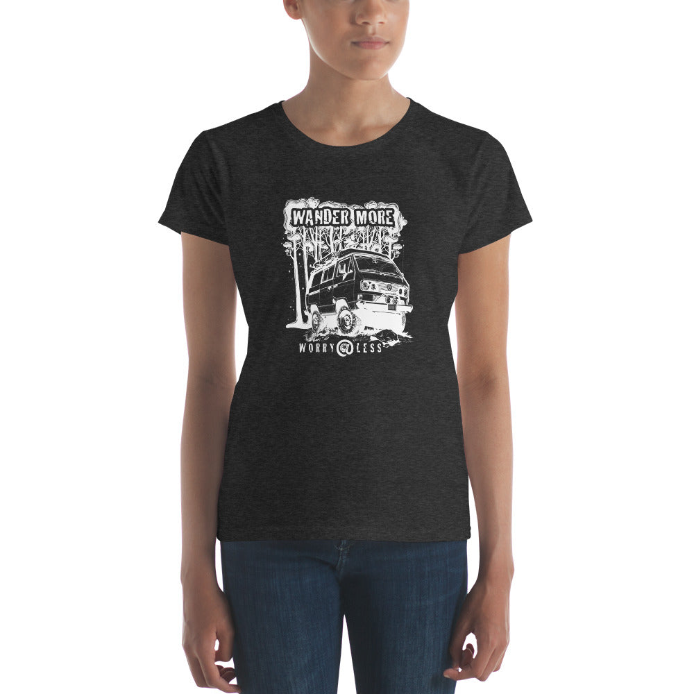 Wander More, Worry Less - Women's short sleeve t-shirt - White Print