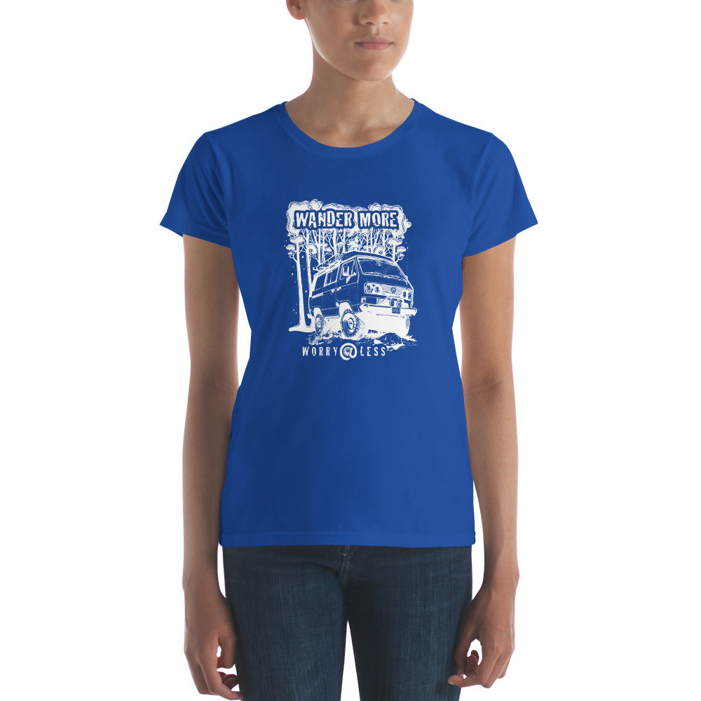 Wander More, Worry Less - Women's short sleeve t-shirt - White Print
